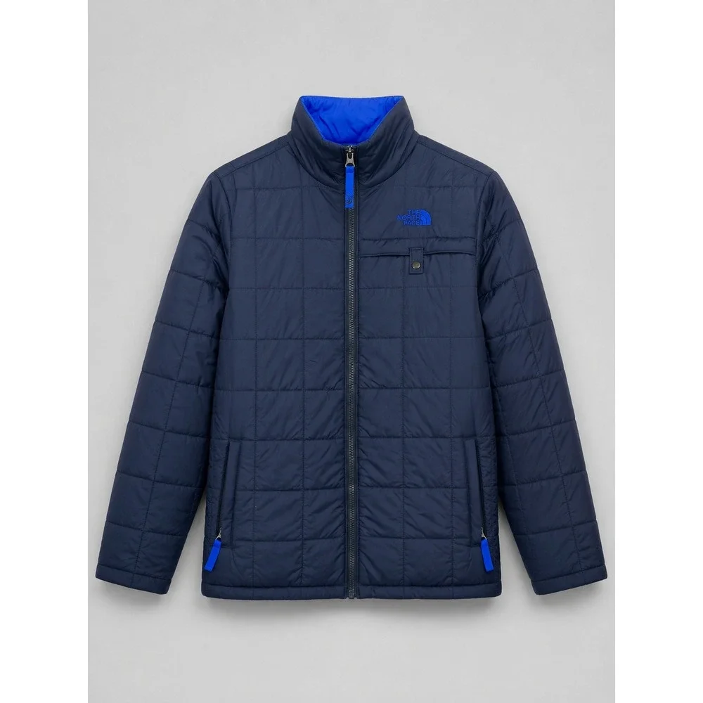 The North Face Puffer Jacket Boys XL 18/20 Mens Small Blue Quilted Zip Up Logo
